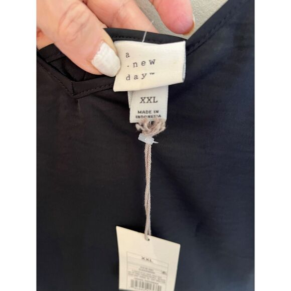 A New Day Slip Dress XXL Black Midi NWT Goth Coquette - Picture 3 of 6